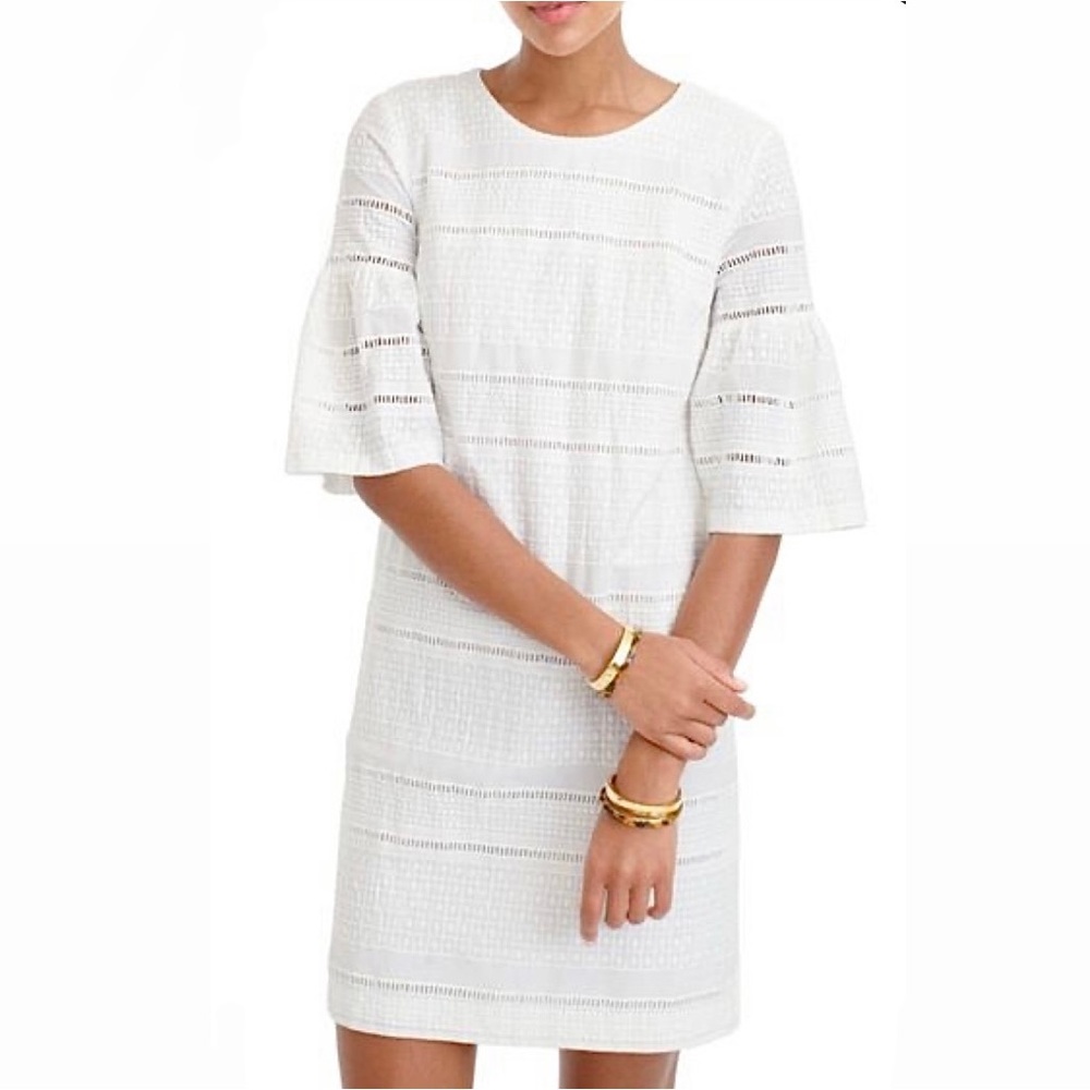 J. Crew Flutter-sleeve Eyelet Shift Dress White Size 4